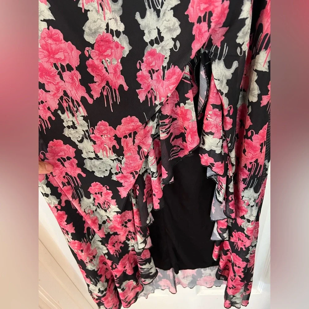 Fashion Nova Pink and Black Floral High Low Dress - Picture 5 of 5